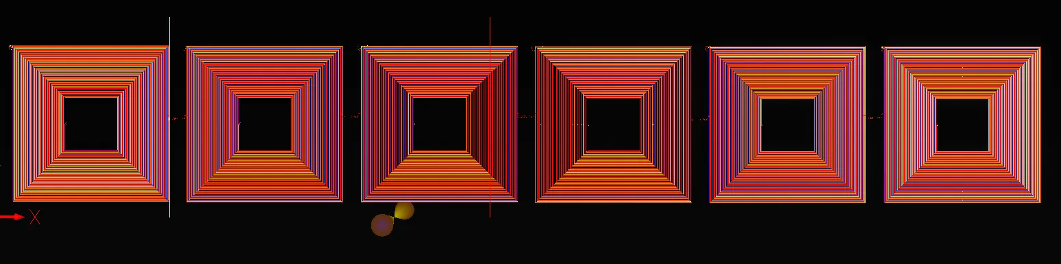 Six-coil PCB layout preview in Altium Designer