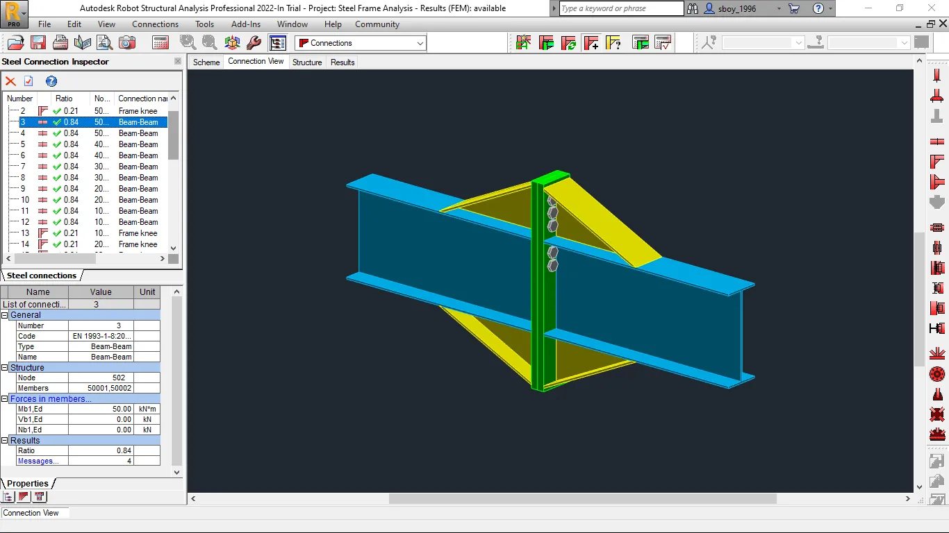 Autodesk Robot steel connection preview